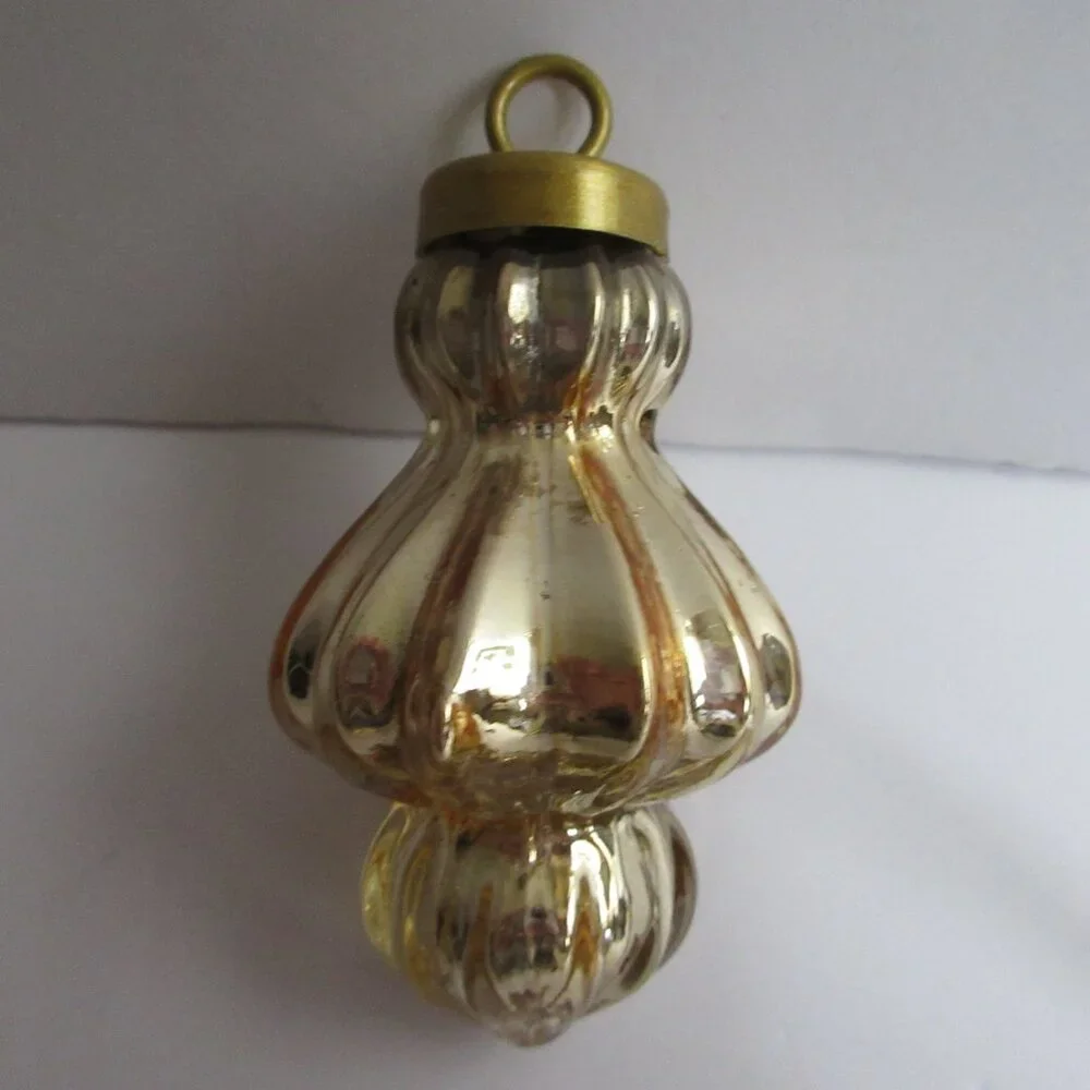 Crate&Barrel Gold Tone Mercury Glass Christmas Ornaments Set of 5 Retro Repro